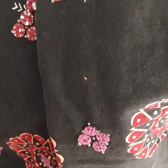 Willi Smith Maxi Skirt Sz 6 Black & Red Indian Sari-Style W/ Embroidered Mirrors - Picture 11 of 11